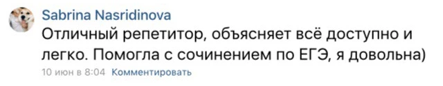 Отзыв во ВКонтакте от Sabrina Nasridinova — ЕГЭ по русскому языку